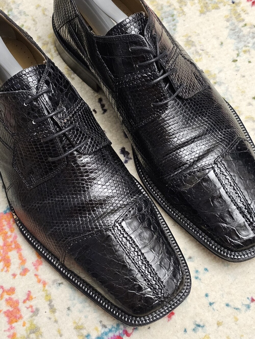 David Eden Joplin Oxfords Men's Size 11.5 Crocodile & Lizard Skin Dress Shoes - Picture 3 of 16